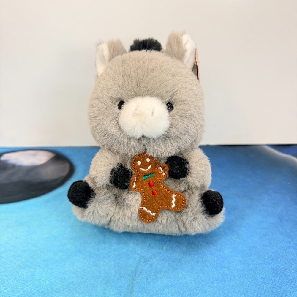 Aurora Festive Rolly Pet Denver Donkey Stuffed Animal, Gray, 5"